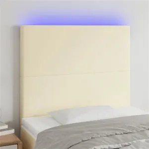 vidaXL Tête de lit à LED Crème 80x5x118/128 cm Similicuir pas cher