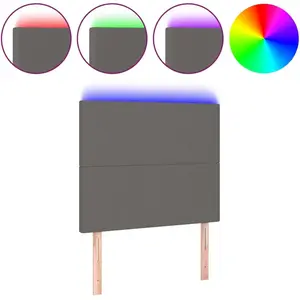 vidaXL Tête de lit à LED Gris 80x5x118/128 cm Similicuir pas cher