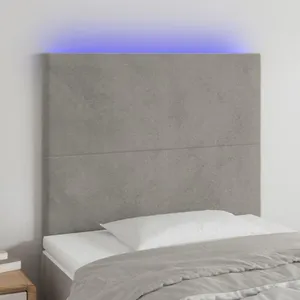 Comparateur de prix : vidaXL Tête de lit à LED Gris clair 100x5x118/128 cm Velours