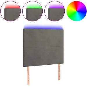 vidaXL Tête de lit à LED Gris foncé 90x5x118/128 cm Velours pas cher