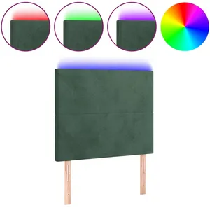 vidaXL Tête de lit à LED Vert foncé 80x5x118/128 cm Velours pas cher