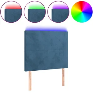 vidaXL Tête de lit à LED Bleu foncé 90x5x118/128 cm Velours pas cher