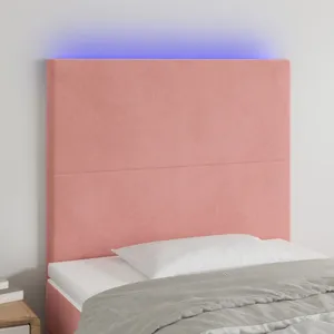 vidaXL Tête de lit à LED Rose 90x5x118/128 cm Velours pas cher