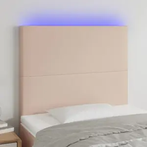 vidaXL Tête de lit à LED Cappuccino 100x5x118/128 cm Similicuir pas cher