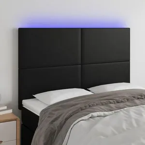 Comparateur de prix : vidaXL Tête de lit à LED Noir 144x5x118/128 cm Similicuir
