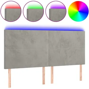 vidaXL Tête de lit à LED Gris clair 180x5x118/128 cm Velours pas cher