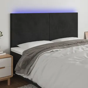 vidaXL Tête de lit à LED Noir 200x5x118/128 cm Velours pas cher