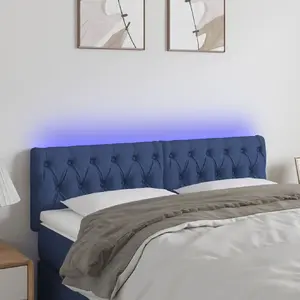 vidaXL Tête de lit à LED Bleu 144x7x78/88 cm Tissu pas cher