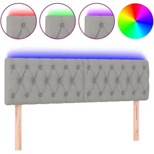 vidaXL Tête de lit à LED Gris clair 160x7x78/88 cm Tissu pas cher