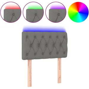 vidaXL Tête de lit à LED Gris foncé 80x7x78/88 cm Tissu pas cher