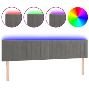 vidaXL Tête de lit à LED Gris clair 200x5x78/88 cm Velours pas cher