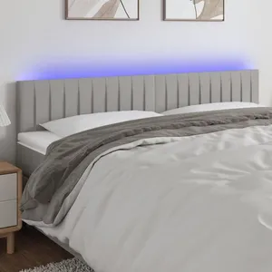 Comparateur de prix : vidaXL Tête de lit à LED Gris clair 160x5x78/88 cm Tissu