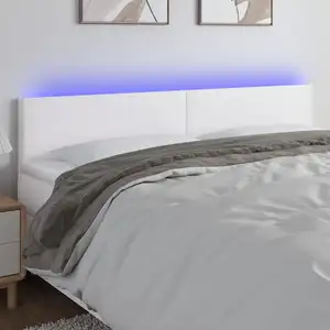 Comparateur de prix : vidaXL Tête de lit à LED Blanc 200x5x78/88 cm Similicuir