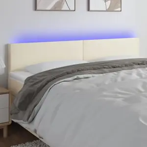 vidaXL Tête de lit à LED Crème 180x5x78/88 cm Similicuir pas cher