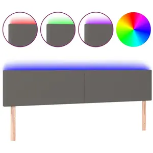 vidaXL Tête de lit à LED Gris 200x5x78/88 cm Similicuir pas cher