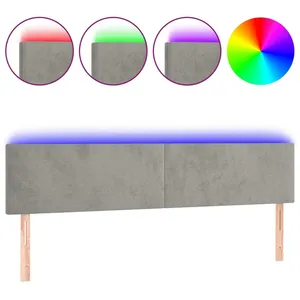 vidaXL Tête de lit à LED Gris clair 180x5x78/88 cm Velours pas cher