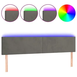 vidaXL Tête de lit à LED Gris foncé 160x5x78/88 cm Velours pas cher