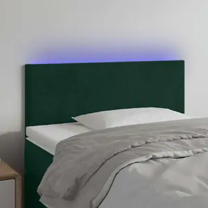 vidaXL Tête de lit à LED Vert foncé 100x5x78/88 cm Velours pas cher