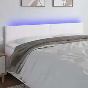 Comparateur de prix : vidaXL Tête de lit à LED Blanc 160x5x78/88 cm Similicuir