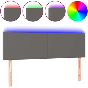vidaXL Tête de lit à LED Gris 144x5x78/88 cm Similicuir pas cher
