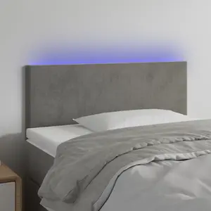 vidaXL Tête de lit à LED Gris clair 90x5x78/88 cm Velours pas cher