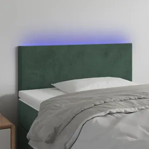 vidaXL Tête de lit à LED Vert foncé 90x5x78/88 cm Velours pas cher