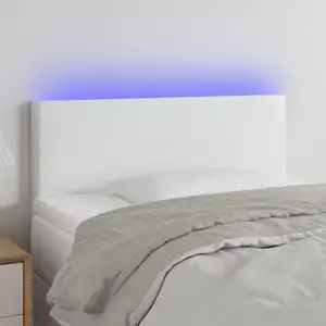 Comparateur de prix : vidaXL Tête de lit à LED Blanc 90x5x78/88 cm Similicuir