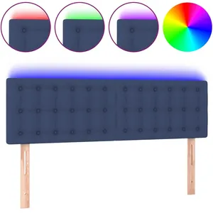 vidaXL Tête de lit à LED Bleu 144x5x78/88 cm Tissu pas cher