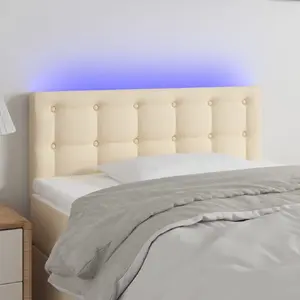 vidaXL Tête de lit à LED Crème 100x5x78/88 cm Tissu pas cher
