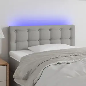 vidaXL Tête de lit à LED Gris clair 100x5x78/88 cm Tissu pas cher