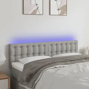 vidaXL Tête de lit à LED Gris clair 144x5x78/88 cm Tissu pas cher