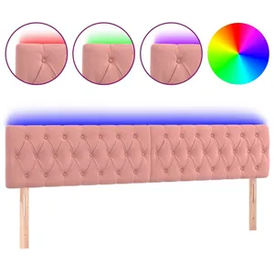 vidaXL Tête de lit à LED Rose 200x7x78/88 cm Velours pas cher