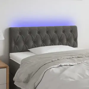 vidaXL Tête de lit à LED Gris foncé 100x7x78/88 cm Velours pas cher