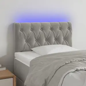 Comparateur de prix : vidaXL Tête de lit à LED Gris clair 80x7x78/88 cm Velours
