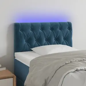 vidaXL Tête de lit à LED Bleu foncé 80x7x78/88 cm Velours pas cher