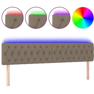 vidaXL Tête de lit à LED Taupe 180x7x78/88 cm Tissu pas cher