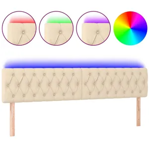 vidaXL Tête de lit à LED Crème 200x7x78/88 cm Tissu pas cher