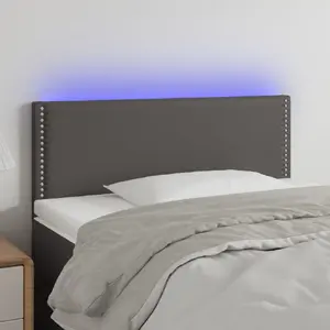 vidaXL Tête de lit à LED Gris 80x5x78/88 cm Similicuir pas cher