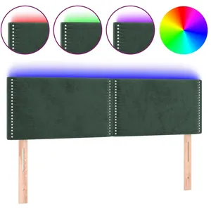 vidaXL Tête de lit à LED Vert foncé 144x5x78/88 cm Velours pas cher