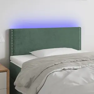 vidaXL Tête de lit à LED Vert foncé 100x5x78/88 cm Velours pas cher