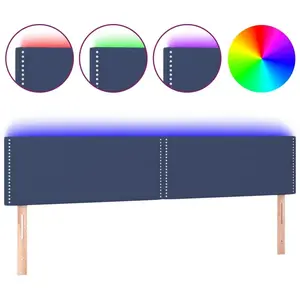 vidaXL Tête de lit à LED Bleu 180x5x78/88 cm Tissu pas cher