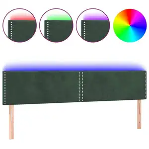 vidaXL Tête de lit à LED Vert foncé 180x5x78/88 cm Velours pas cher