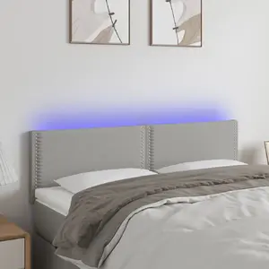 vidaXL Tête de lit à LED Gris clair 144x5x78/88 cm Tissu pas cher