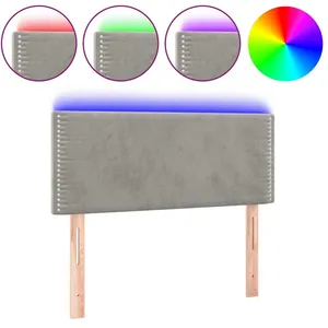vidaXL Tête de lit à LED Gris clair 100x5x78/88 cm Velours pas cher