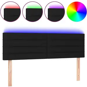 Comparateur de prix : vidaXL Tête de lit à LED Noir 144x5x78/88 cm Tissu