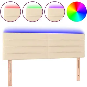 vidaXL Tête de lit à LED Crème 144x5x78/88 cm Tissu pas cher