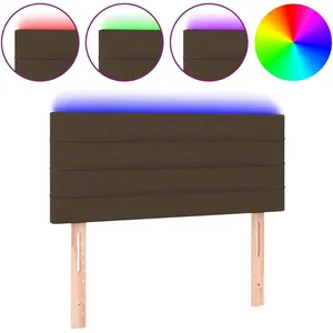 vidaXL Tête de lit à LED Marron Foncé 90x5x78/88 cm Tissu pas cher
