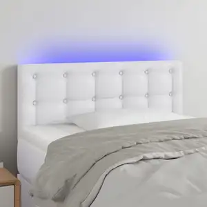 vidaXL Tête de lit à LED Blanc 90x5x78/88 cm Similicuir pas cher