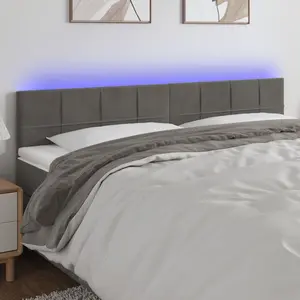 vidaXL Tête de lit à LED Gris foncé 200x5x78/88 cm Velours pas cher