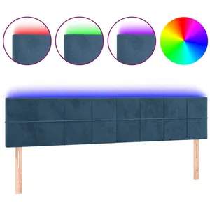 vidaXL Tête de lit à LED Bleu foncé 180x5x78/88 cm Velours pas cher